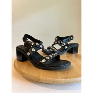 Rag & Bone Black Genuine Leather Silver Studded Chunky Sandal Size 7.5-8 / 38
